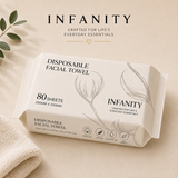 INFANITY Disposable Facial Towel 80 Sheets - 200mm x 200mm - Dry & Wet Use