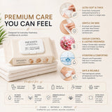 INFANITY Premium Adult Wipes 40 Sheets x 12 Packs - Soft, Gentle, Hypoallergenic, Moisturising, Fragrance-Free