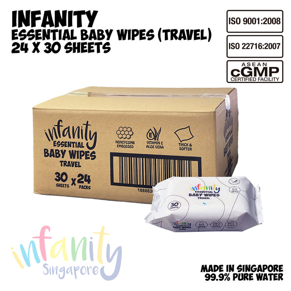 INFANITY Essential Baby Wipes (Travel Pack) - 24 Packs of 30 Sheets