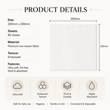 INFANITY Disposable Facial Towel 80 Sheets - 200mm x 200mm - Dry & Wet Use